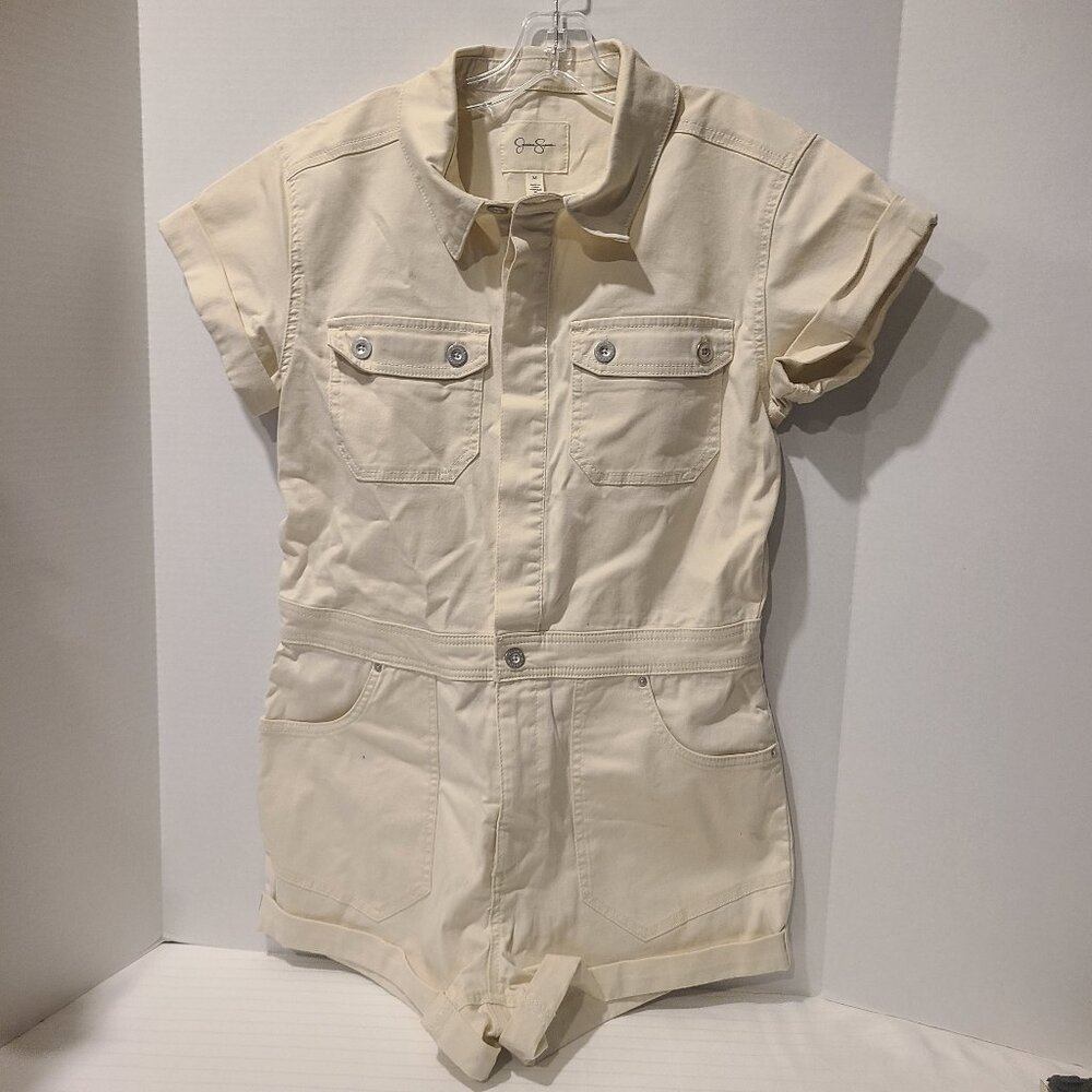 Medium-Jessica Simpson Lorelai Cream Denim Romper Womens One piece-Travel-Shorts